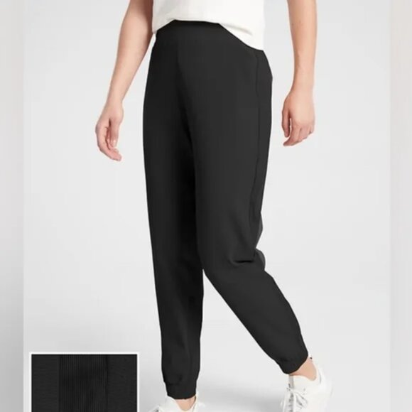 Athleta Black Textured Brooklyn Joggers 4 - Picture 1 of 9